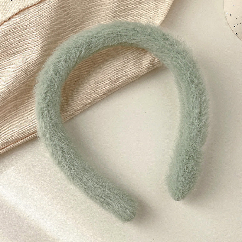 Women's Vintage Candy Color Plush Wide Hairband