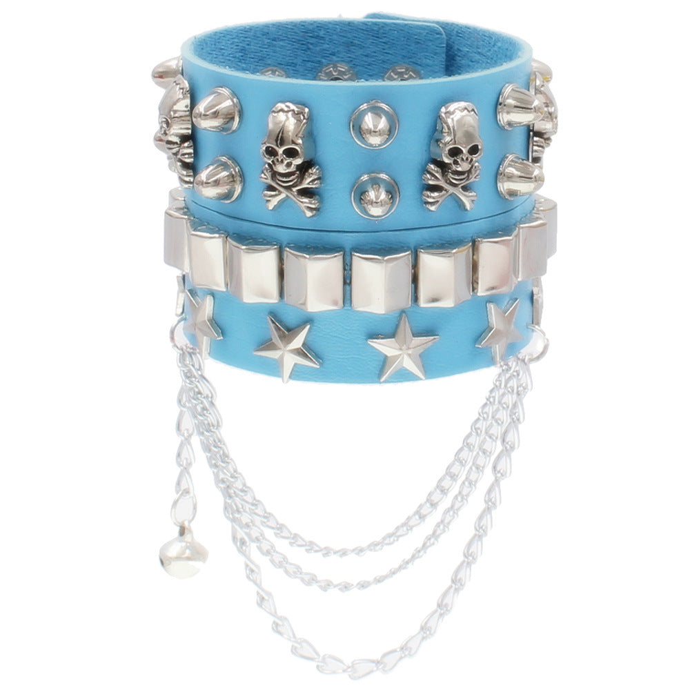 Punk Skull Multi-Layer Leather Rivet Bracelet