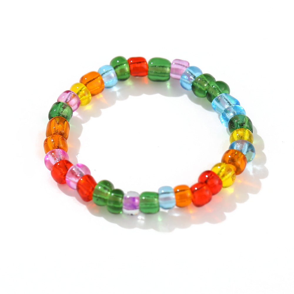 Creative Elastic Candy Color Beaded Ring