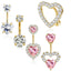 Heart Shape Rhinestone Inlay 316 Stainless Steel Belly Rings Set