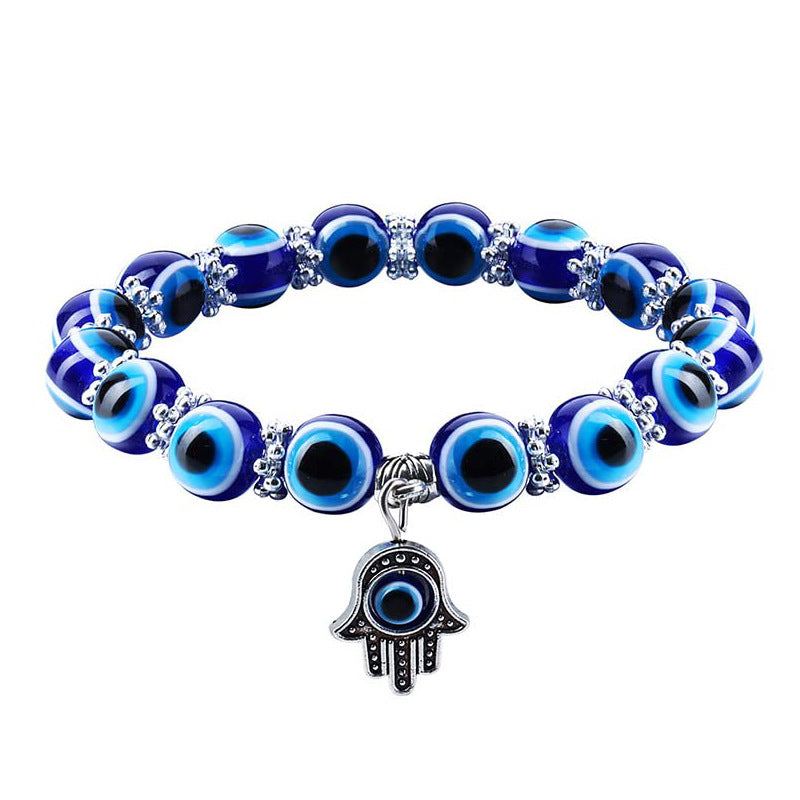 Ethnic Style Evil Eye Beaded Bracelet with Palm Pendant