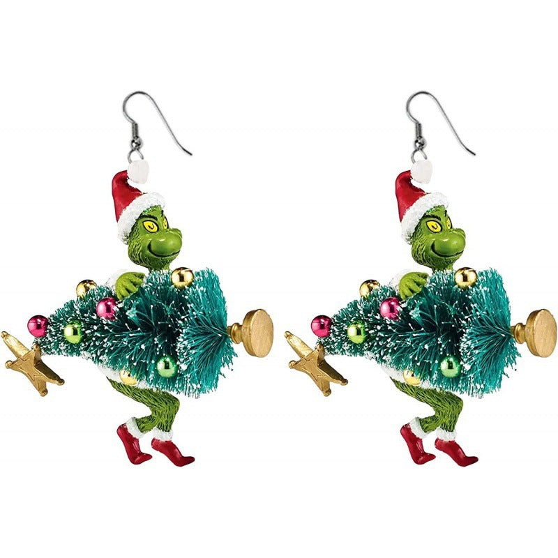 Cartoon Character Grinch Christmas Acrylic Drop Earrings