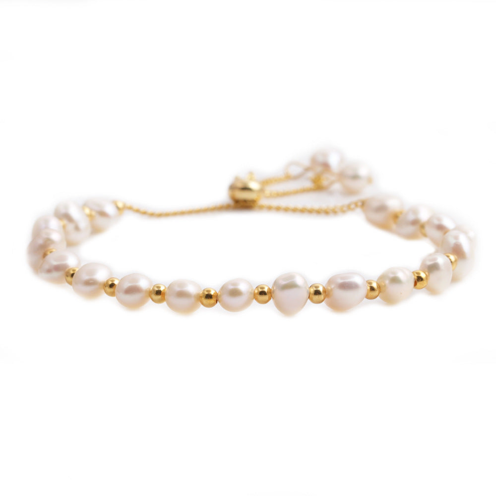 Simple Geometric Butterfly Crystal Pearl Bracelet Set