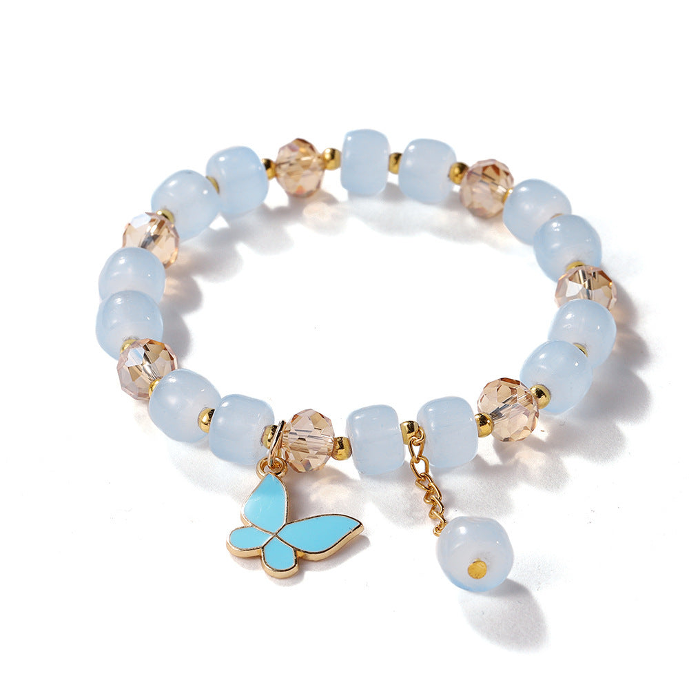 Cartoon Rhombus Butterfly Crystal Beaded Bracelet for Women and Kids