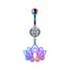 Colorful Floral & Animal Stainless Steel Belly Ring Set with Rhinestones