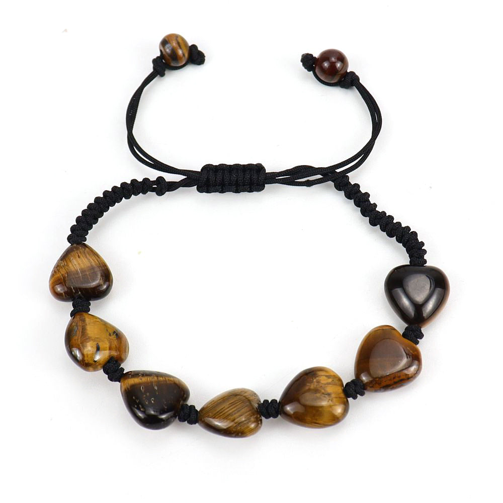 Simple Heart Shape Natural Stone Crystal Beaded Bracelet