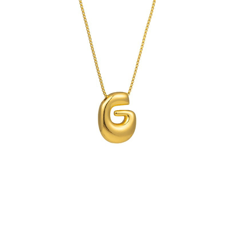 304 Stainless Steel Gold Plated Bubble Letter Necklace