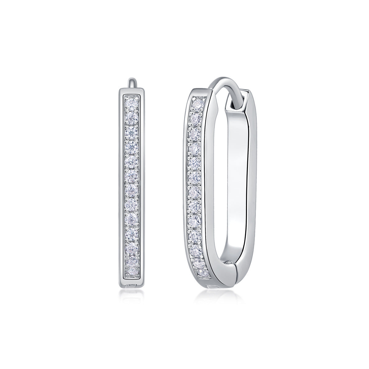 Sterling Silver Geometric Moissanite Hoop Earrings