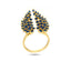 Elegant Leaf Design 18k Gold Plated Zircon Adjustable Ring