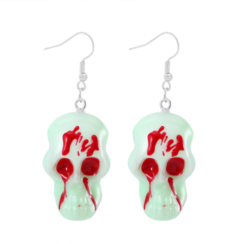 1 Pair Punk Skull Handmade Resin Drop Earrings