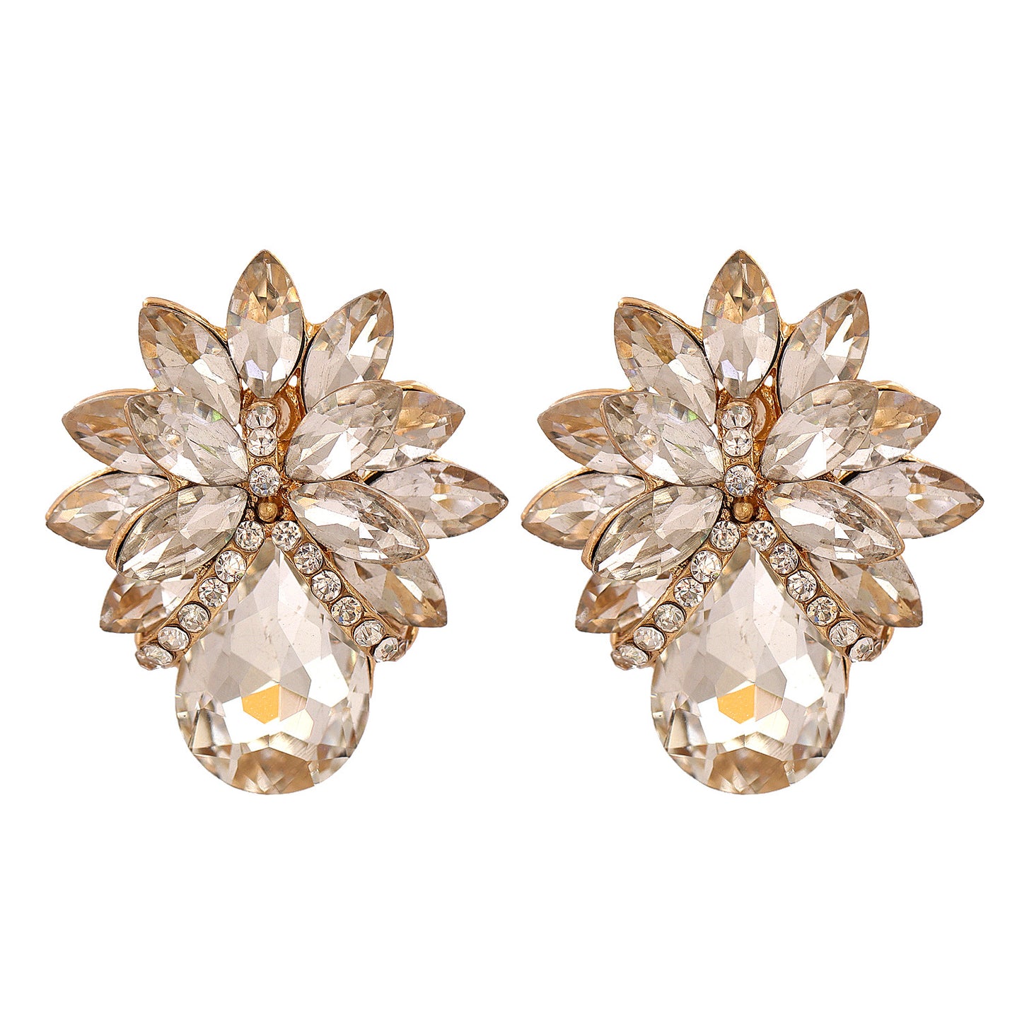 Fashion Floral Crystal Stud Earrings