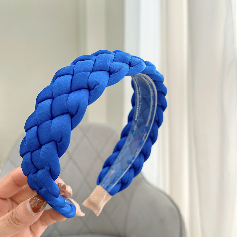 Simple Classic Solid Color Braided Cloth Headband for Women