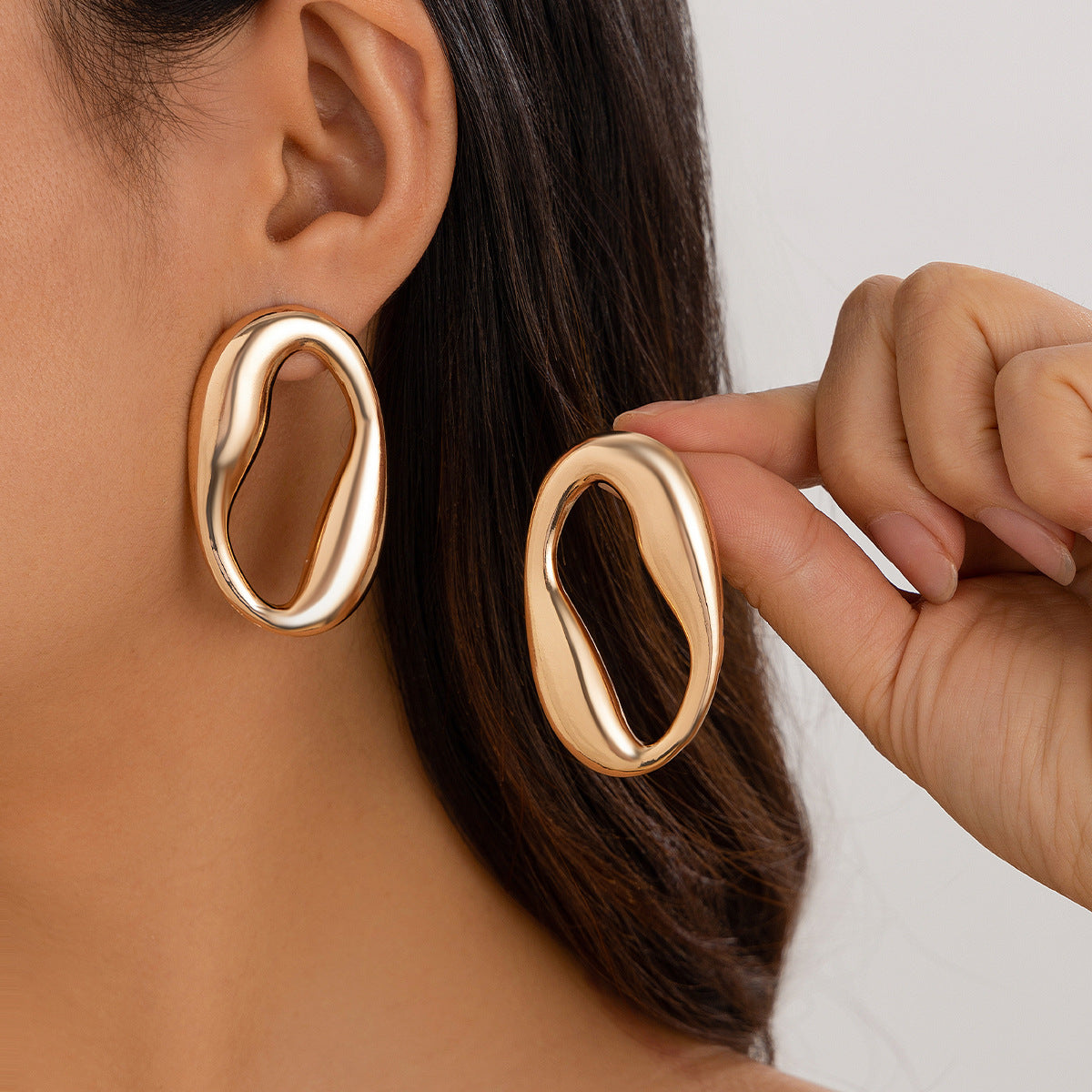 Geometric Alloy Drop Earrings - Retro Comma Design Studs for Women