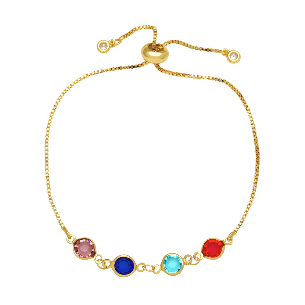 Fashion Adjustable 18k Gold Plated Colorful Crystal Bracelet