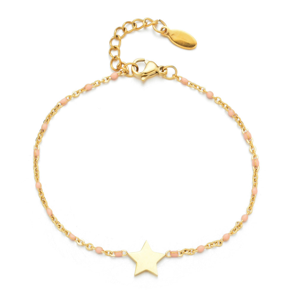 Bohemian Stainless Steel Enamel Star Beaded Bracelet