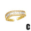 Simple Style Irregular Heart Shape Zircon Inlay 18K Gold Plated Open Ring