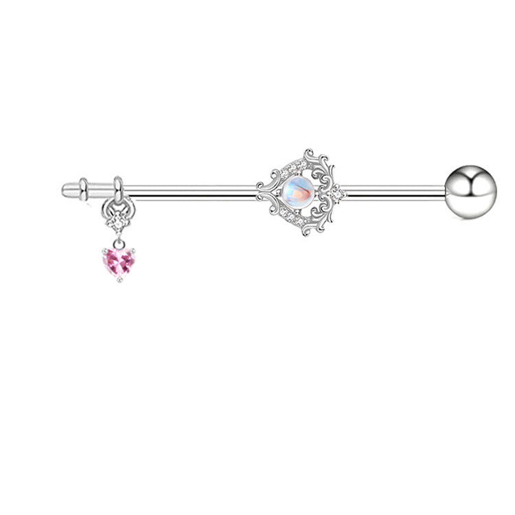 Streetwear Heart Shape Stainless Steel Plating Inlay Zircon Belly Ring