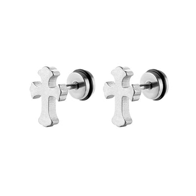 Vintage Geometric Cross Stainless Steel Hypoallergenic Ear Studs