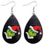 Novelty Christmas Green Frog PU Leather Water Droplet Earrings for Women