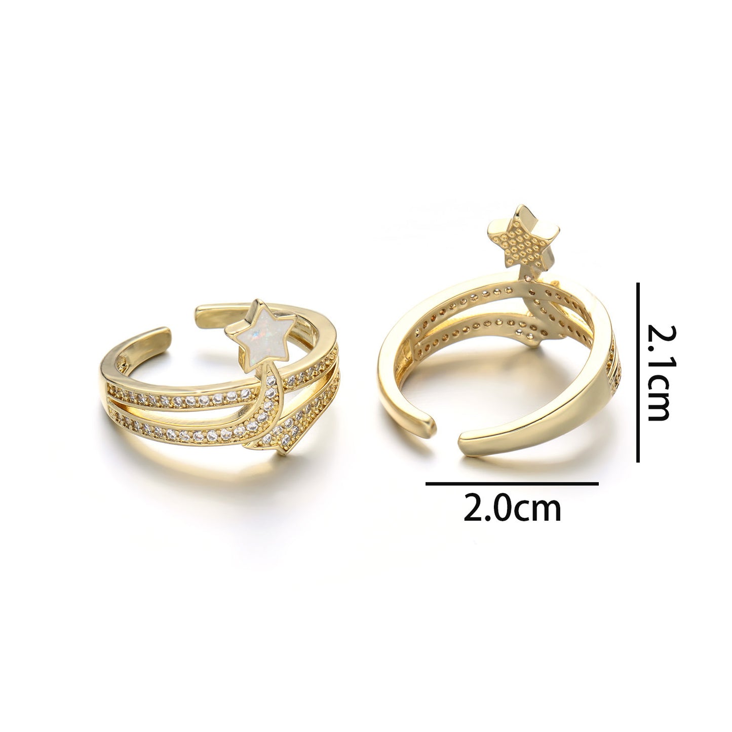 18K Gold Plated Copper Star Zircon Rings - Minimalist Vintage Style Couples Jewelry