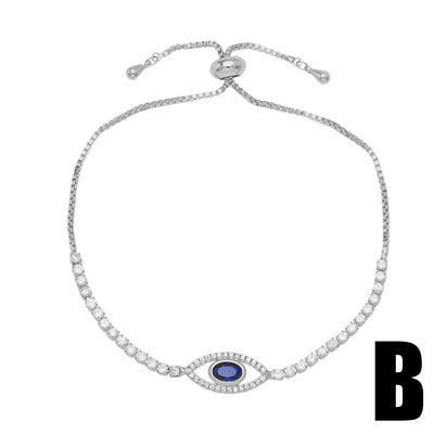 Fashion Evil Eye Blue Zircon Copper Bracelet