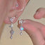 1 Pair Elegant Water Droplet Heart Flower Earrings with Artificial Pearls and Rhinestones