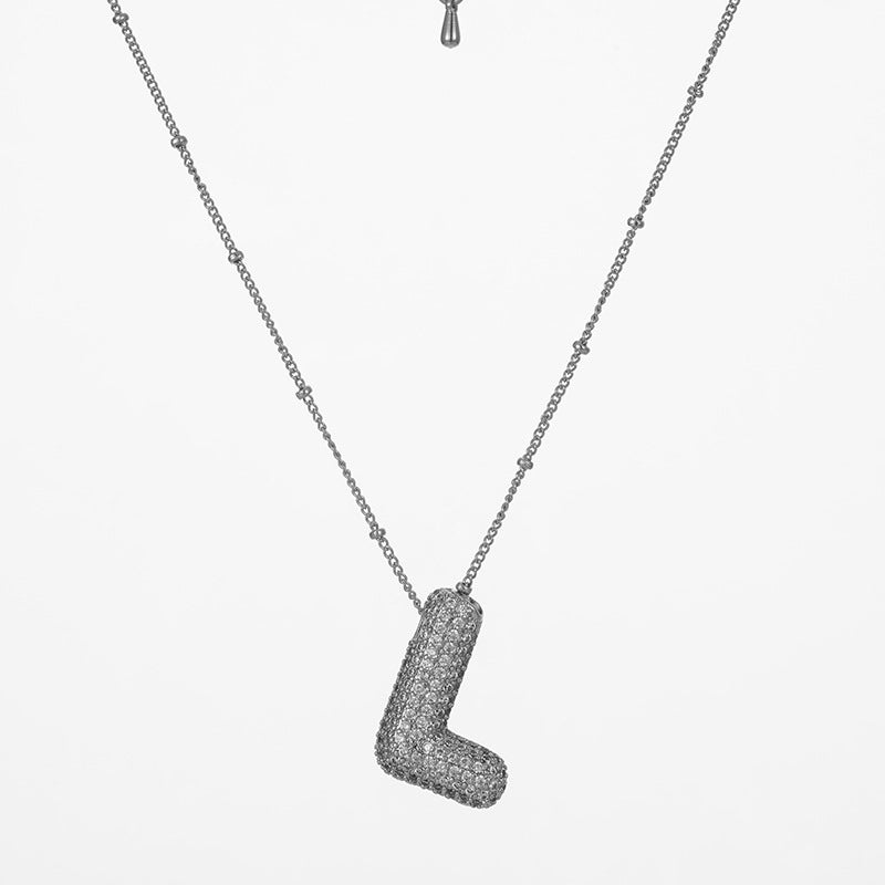 IG Style Minimalist Letter Zircon Pendant Necklace - Gold & Silver Plated