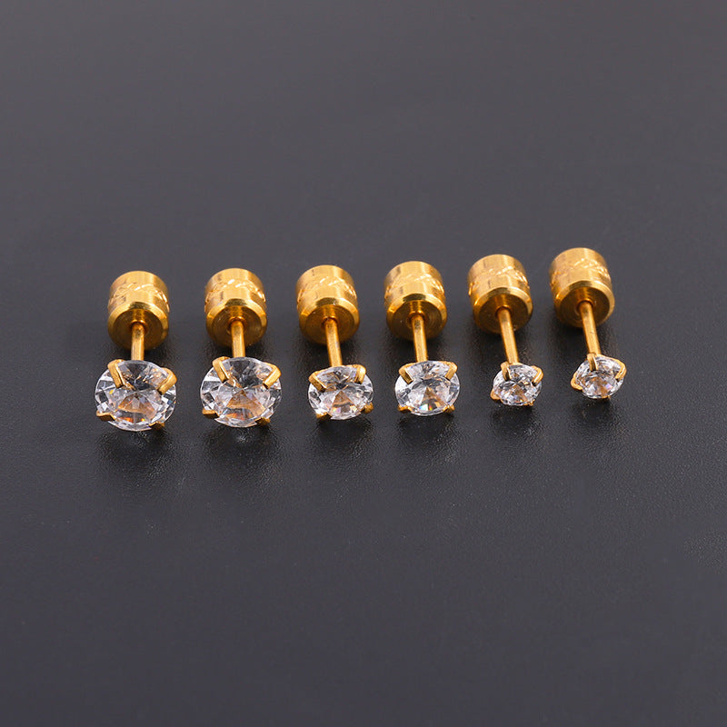 3 Pairs Basic Simple Style Geometric Plating 304 Stainless Steel Ear Studs