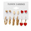 Retro Pearl Rhinestone Geometric Tassel Pendant Earrings Set