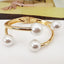 Elegant Geometric Pearl Alloy Open Cuff Bracelet