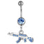 Gun-Shaped Geometric Pendant Navel Ring with Rhinestones