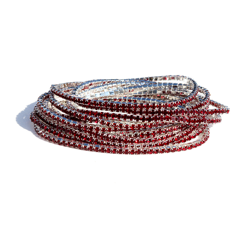 Geometric Zircon Rhinestone Stretch Bracelet Set for Women