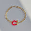 U Shape Colorful Copper Plated Chain Bracelet with Horseshoe Buckle, Women's Hip-Hop Style Jewelry