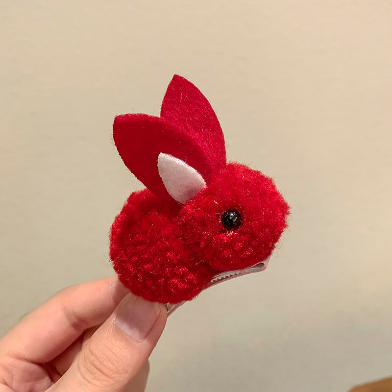 Cute Rabbit Plush Hair Clip for Girls