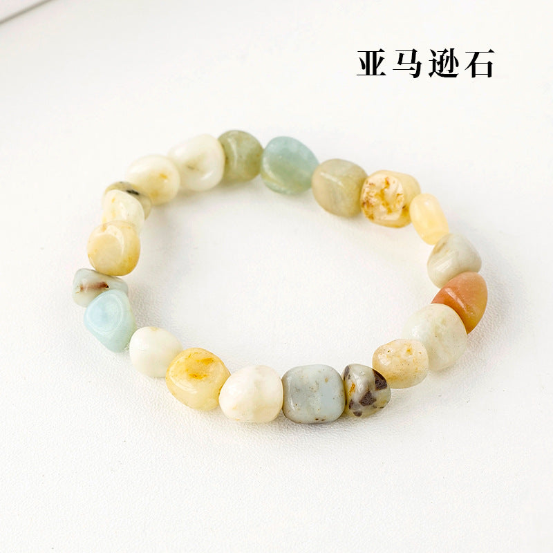 Simple Round Natural Stone Crystal Beaded Bracelet for Women