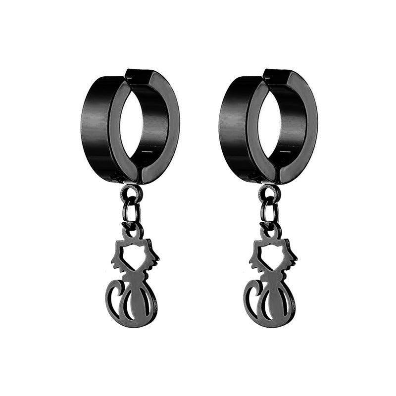 Simple Cat Stainless Steel Clip-On Earrings