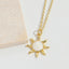 14K Gold Plated Enamel Sun Pendant Necklace with Unique Design