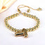 Copper Gold Plated Adjustable Initial Letter Beaded Bracelet for Women