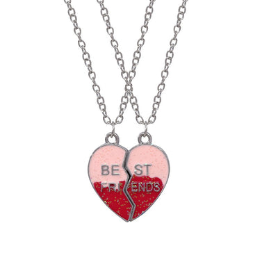 Cute Heart & Butterfly Alloy Enamel Pendant Necklace Set for Children