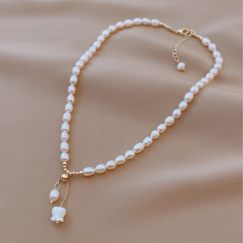 Elegant Baroque Freshwater Pearl Gold Plated Pendant Necklace