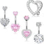 Heart Shaped Zircon Belly Rings Set - Stainless Steel & Copper Plating