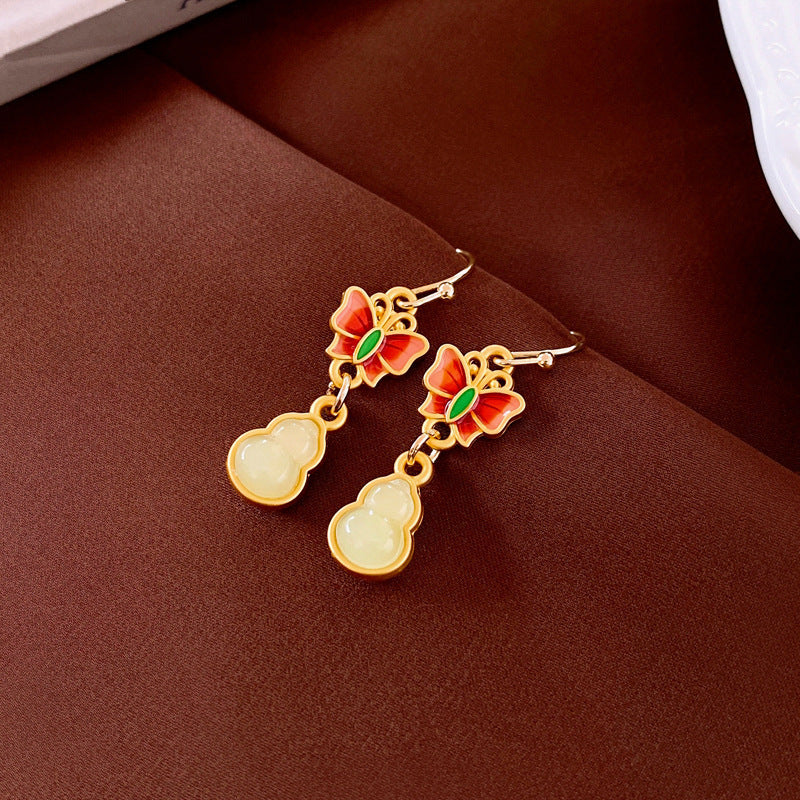 Elegant Leaf Fan-Shaped Copper Drop Earrings