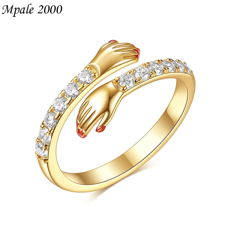 Simple Style Stainless Steel Open Hug Ring - 18k Gold Plated Couple Jewelry