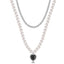 Creative Simple Multi-layer Black Heart Double-layer Pearl Chain Alloy Necklace