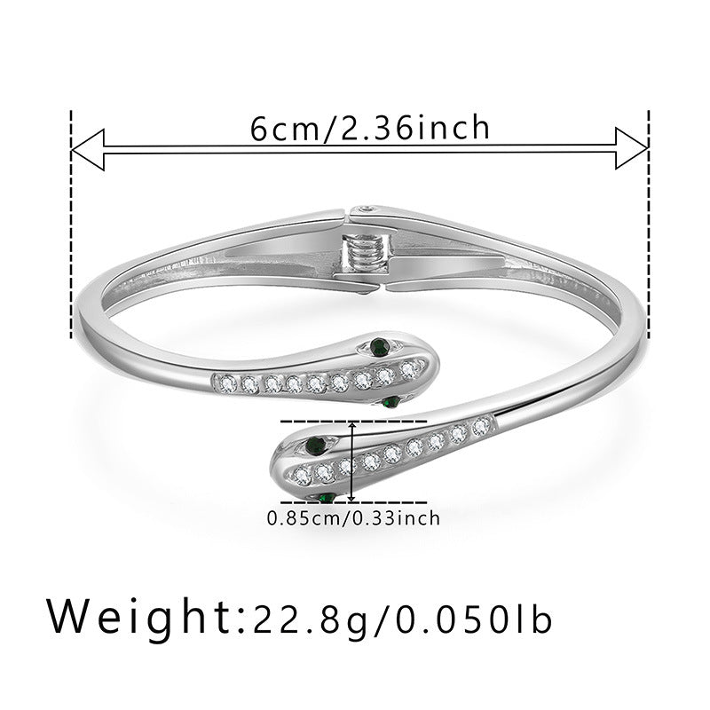 Elegant Snake Design Rhinestone Alloy Bangle Bracelet for Women