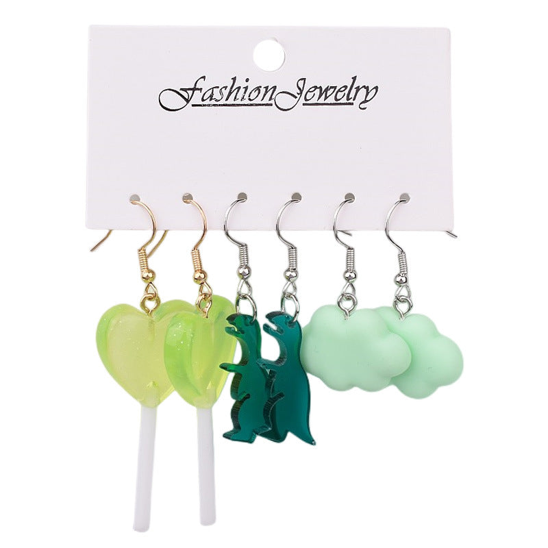 Simple Style Acrylic Fruit and Animal Drop Earrings Set