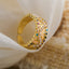 Fashion Geometric Gold Plated Zircon Pearl Open Ring for Women