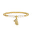 Astronaut Bear Gold Plated Copper Bracelet with Pearl and Zircon Beads