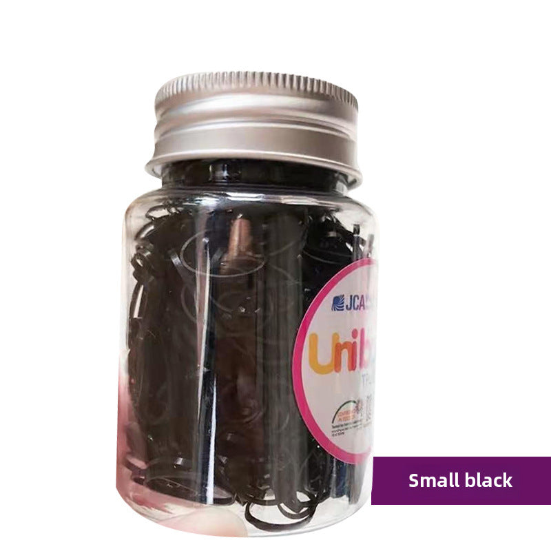 Korean Style Girls' Hair Accessories Set - Uniband Rubber and Leather Bands in Canned Packaging