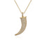 Geometric Copper Horn Pendant Necklace with White Enamel and Zircon Detailing